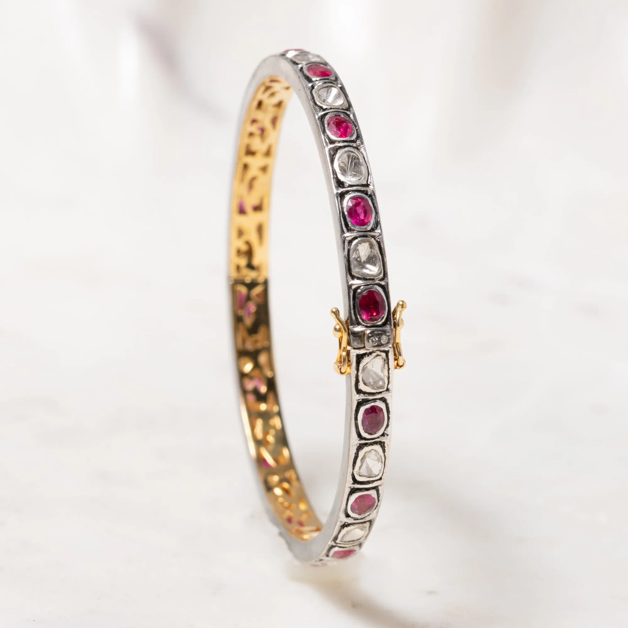 Ruby and Polki Diamond Bangle