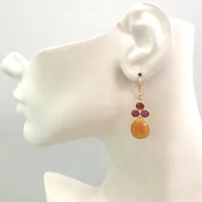 Ruby and Yellow Sapphire Double Drop Earrings