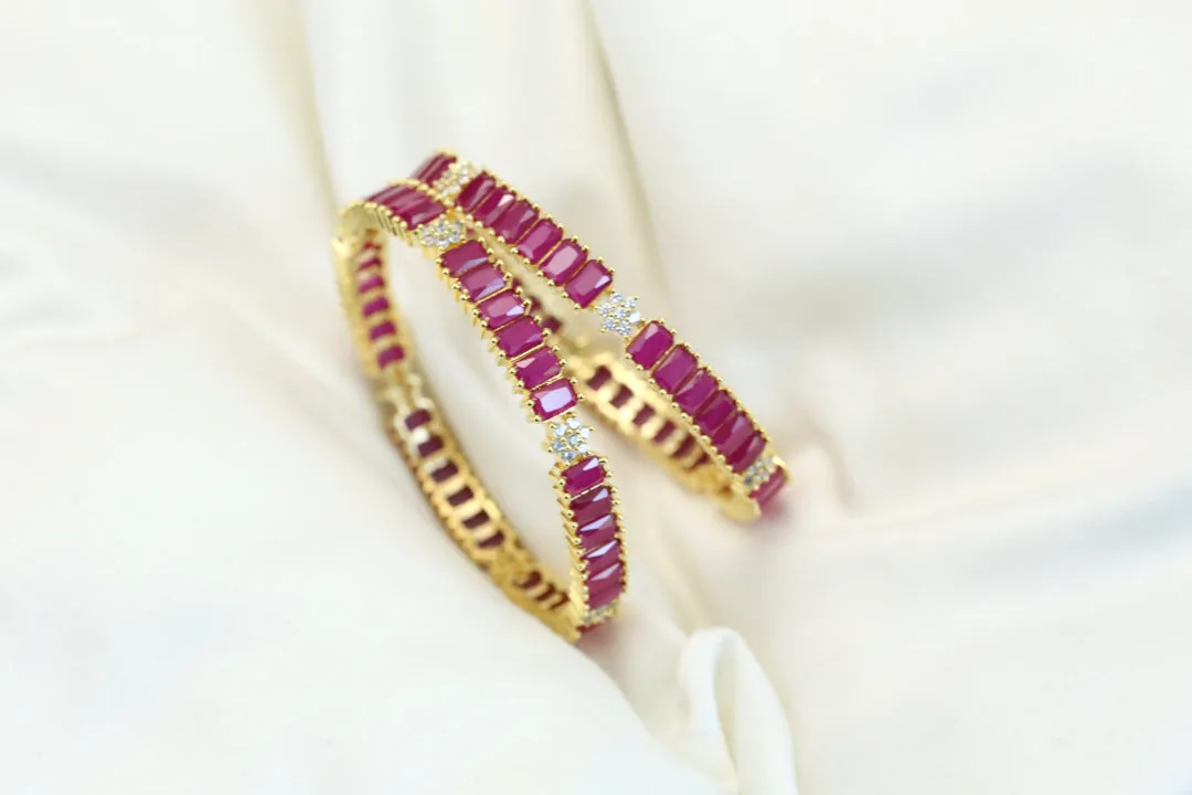 Ruby CZ Bangles ( 2.4 & 2.6)