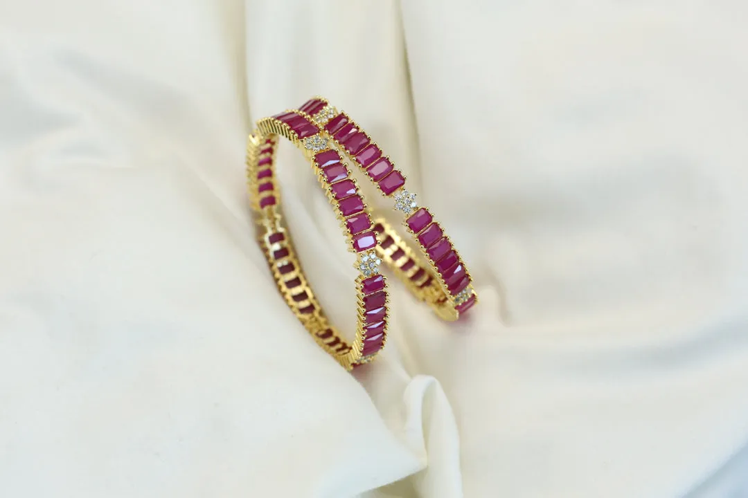 Ruby CZ Bangles ( 2.4 & 2.6)