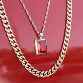 Ruby Necklace Pendant & Rope Chain