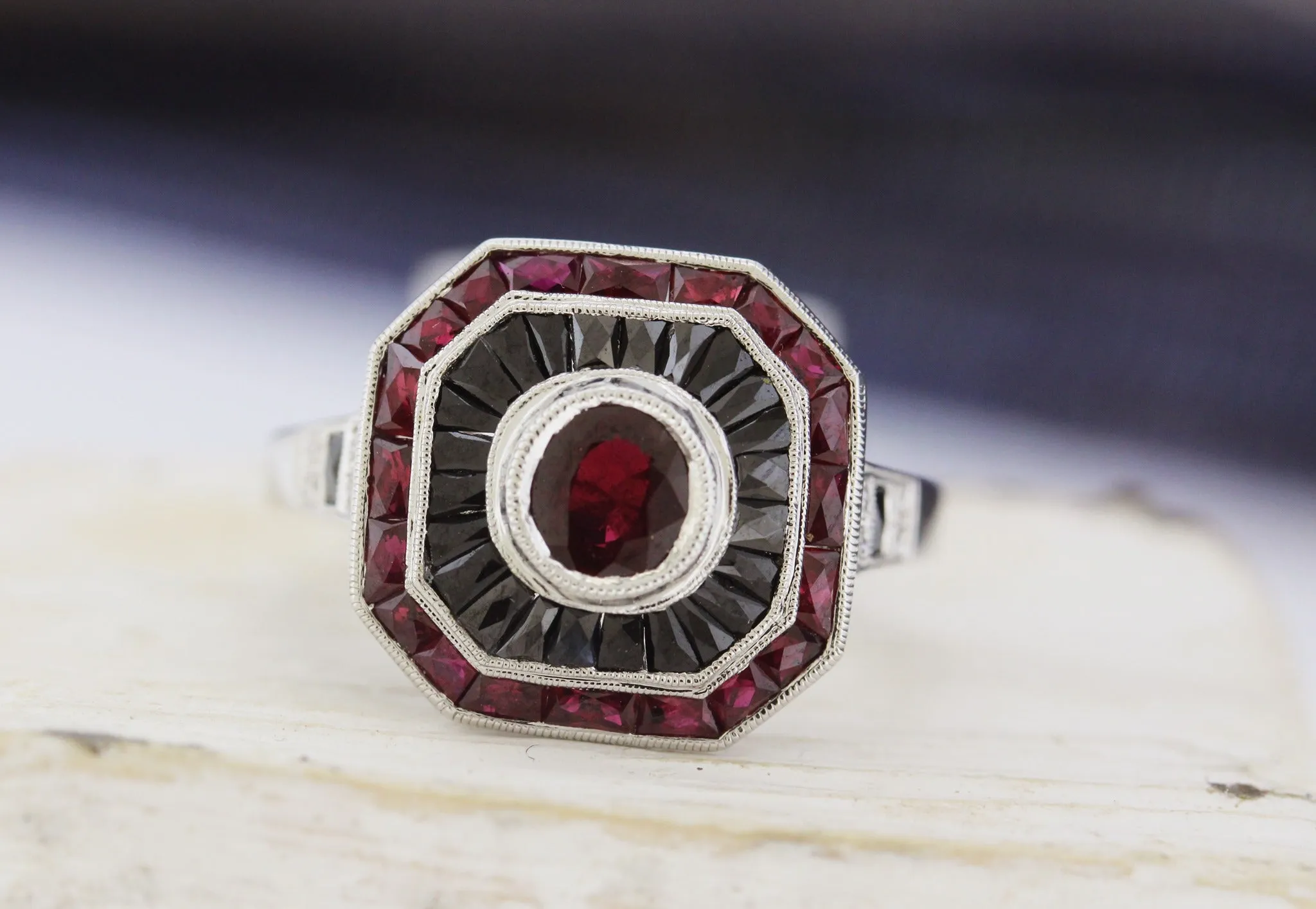 Ruby Onyx & Diamond Ring