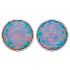 Single Gem Plugs ( Eyelets ) with Opal Cabochon - Teal Opal