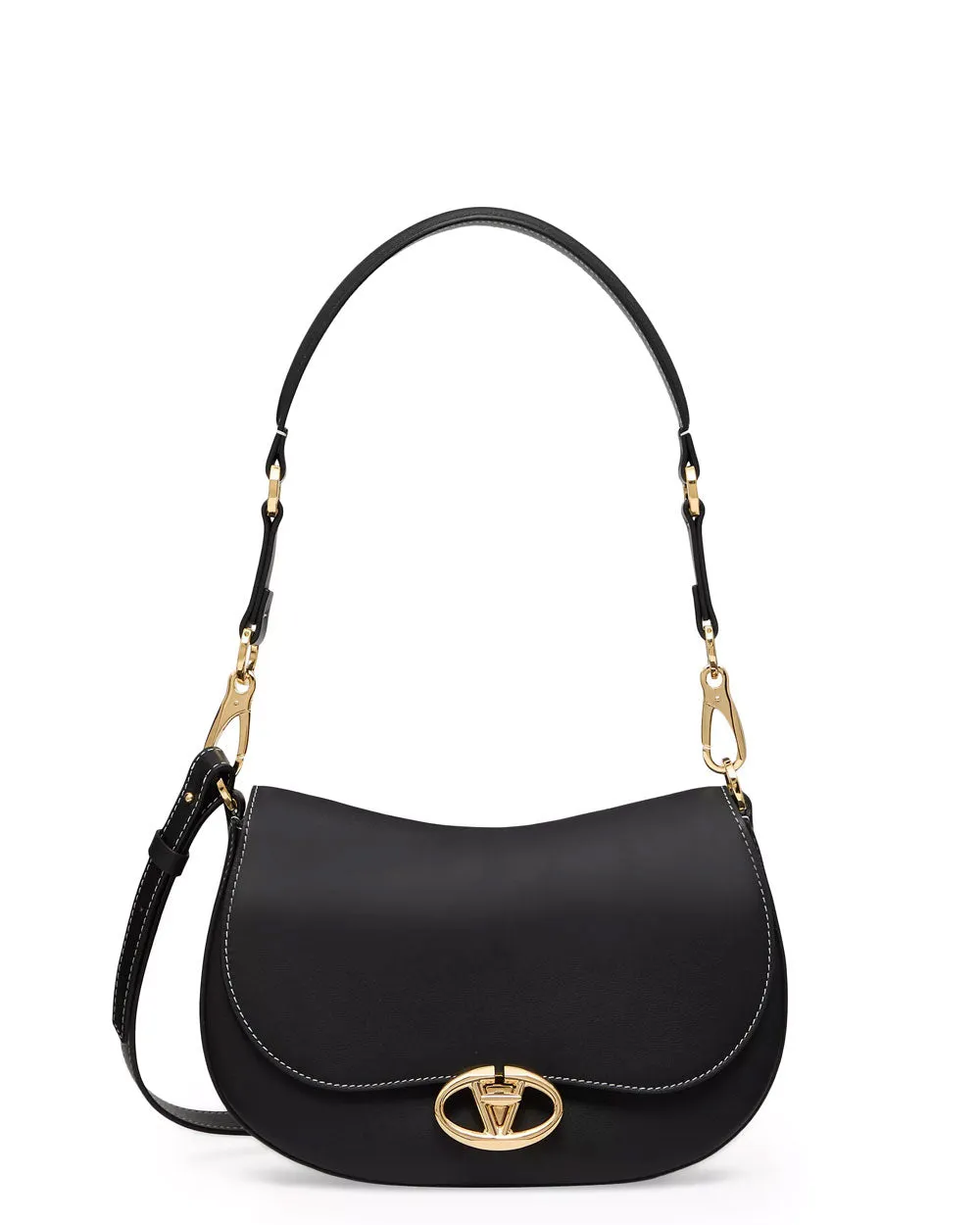 Small VLogo Saddle Bag in Nero