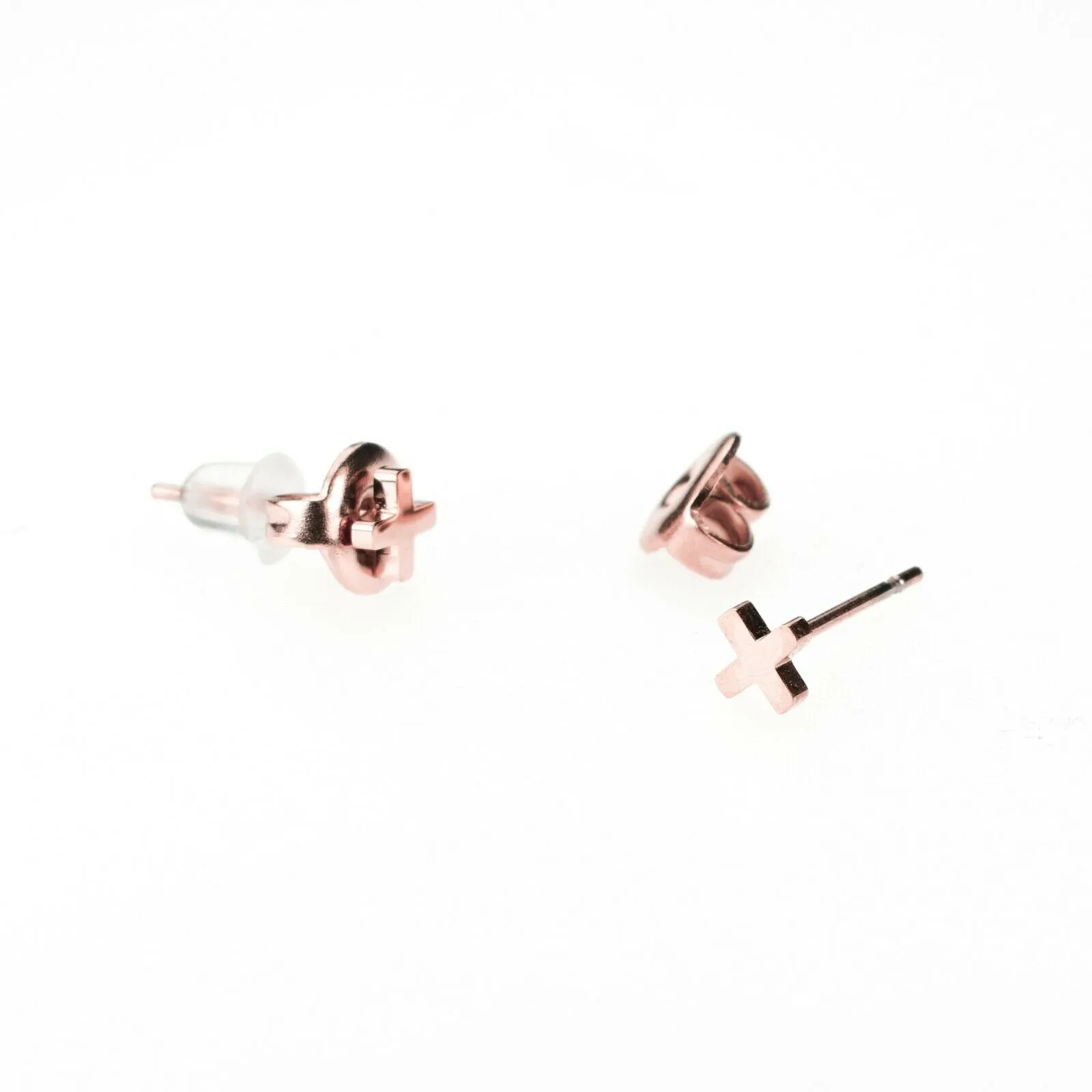 Solid Gold Ladies Jewelry Modern Simple Cross Shape Studs Design SE9R