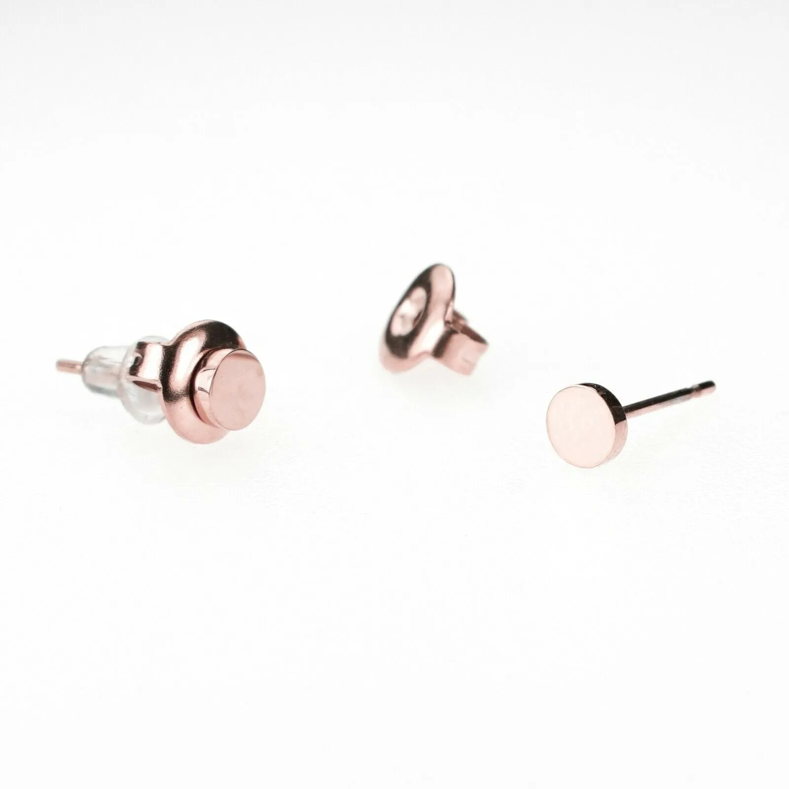 Solid Gold Ladies Jewelry Modern Simple Flat Ring Shape Studs Design SE10R