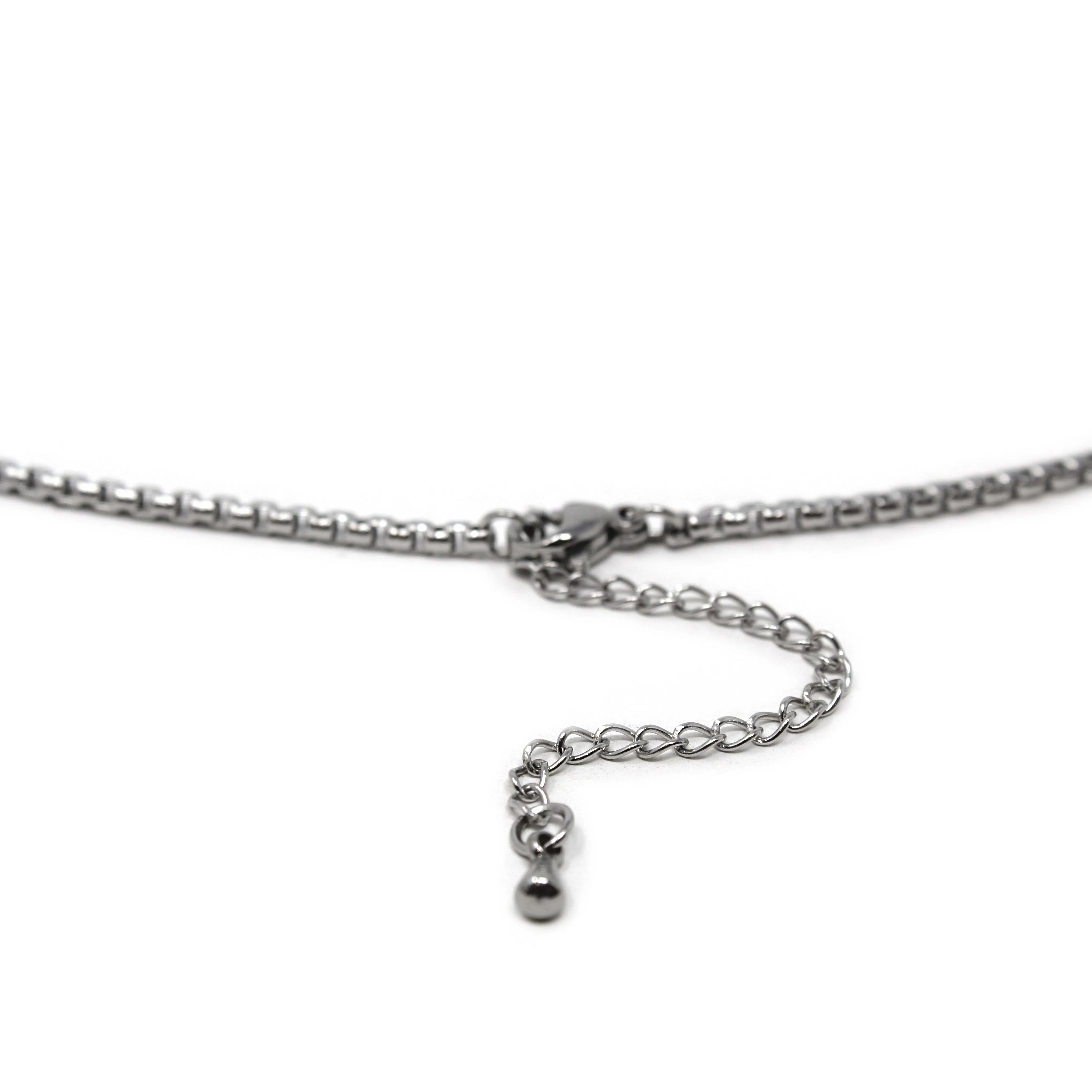 Stainless St Necklace with Two Tone Pave Ball Pendant