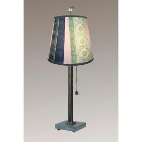 Steel Table Lamp with Small Drum Shade in Serape Waters