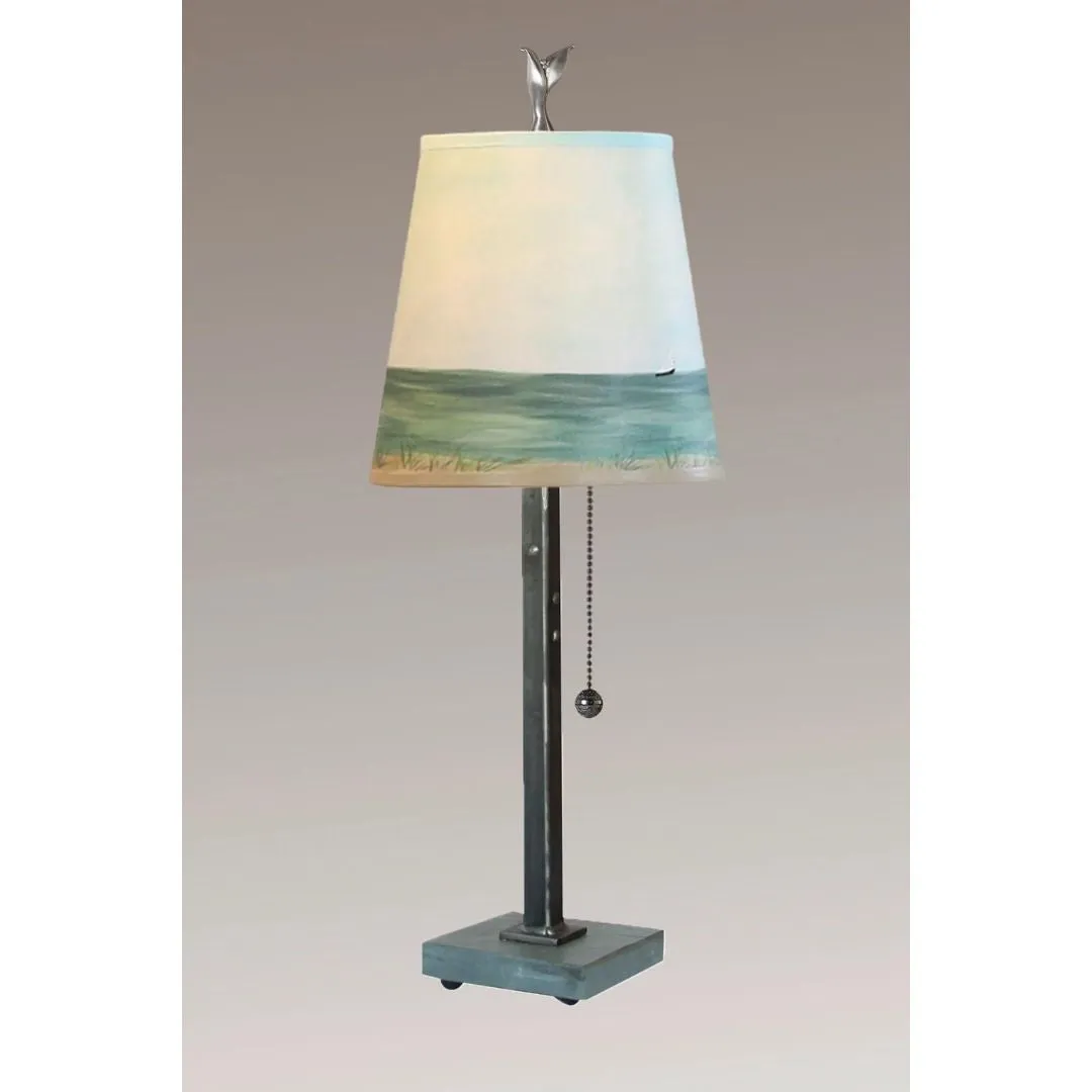 Steel Table Lamp with Small Drum Shade in Shore