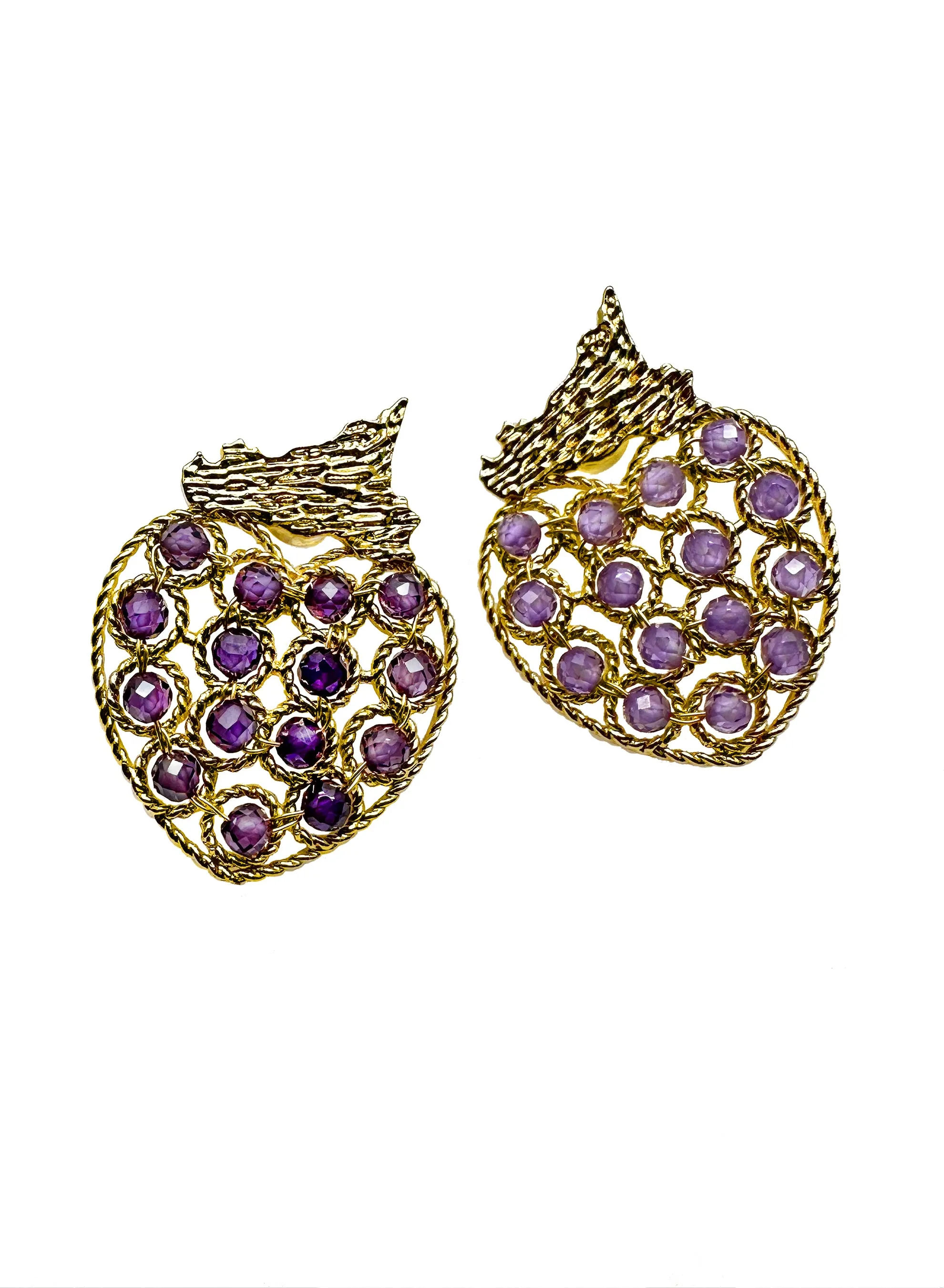 Strawberry Shaped Amethyst Setting Statement Earrings KE023