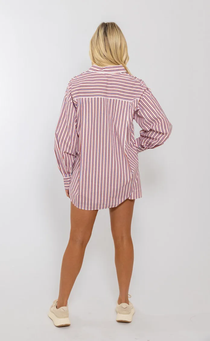 Stripe Poplin Button Up Top