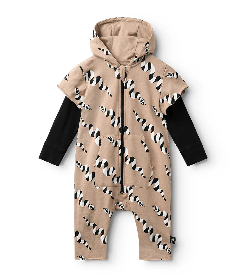 stripey snakes hooded overall