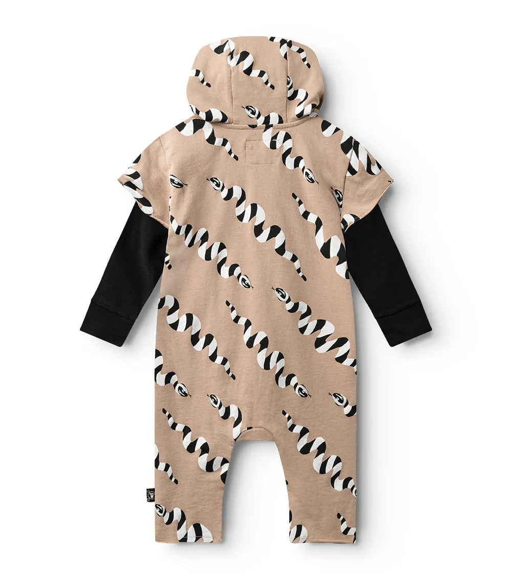 stripey snakes hooded overall