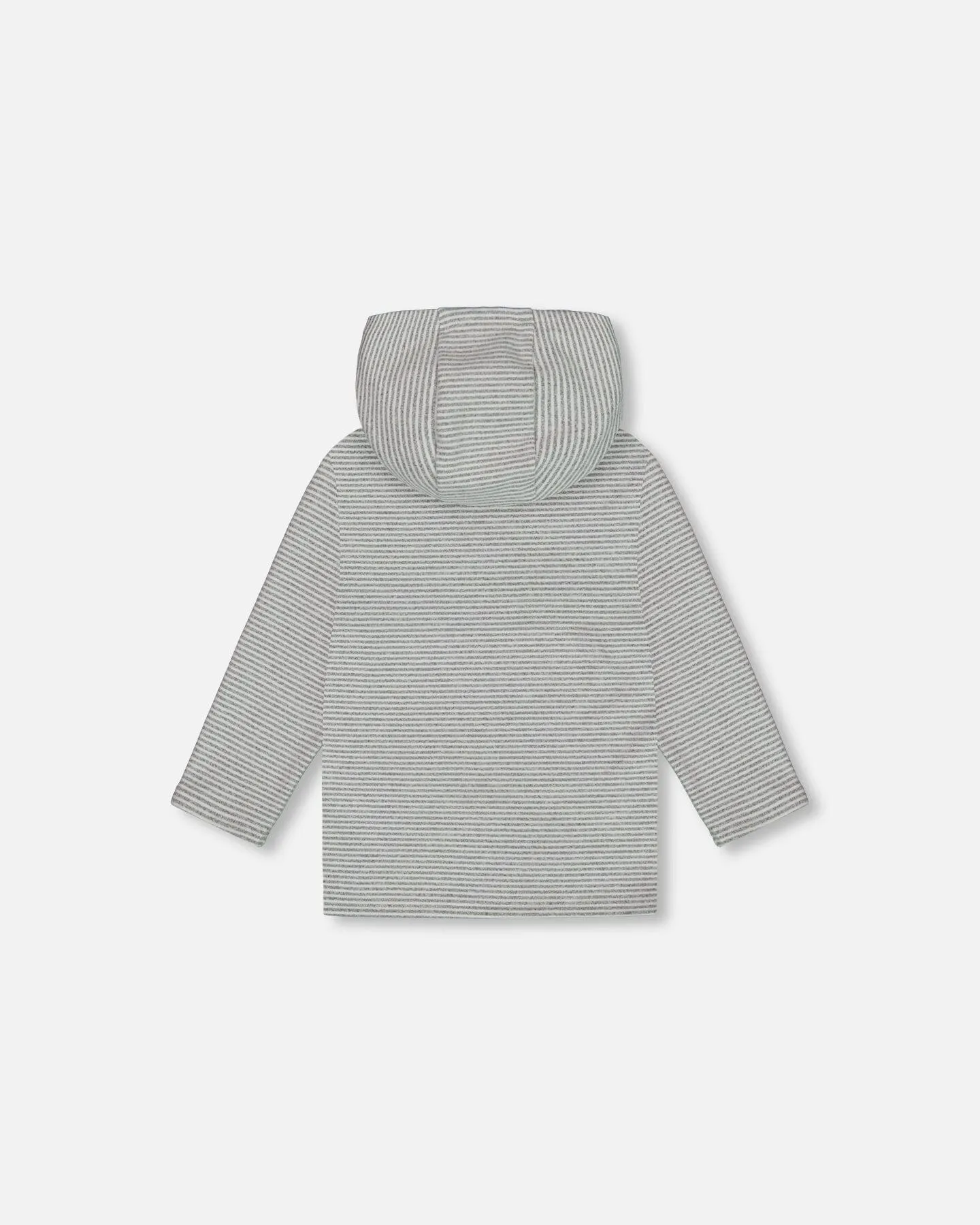 Super Soft Hooded T-Shirt With Print Gray Stripe