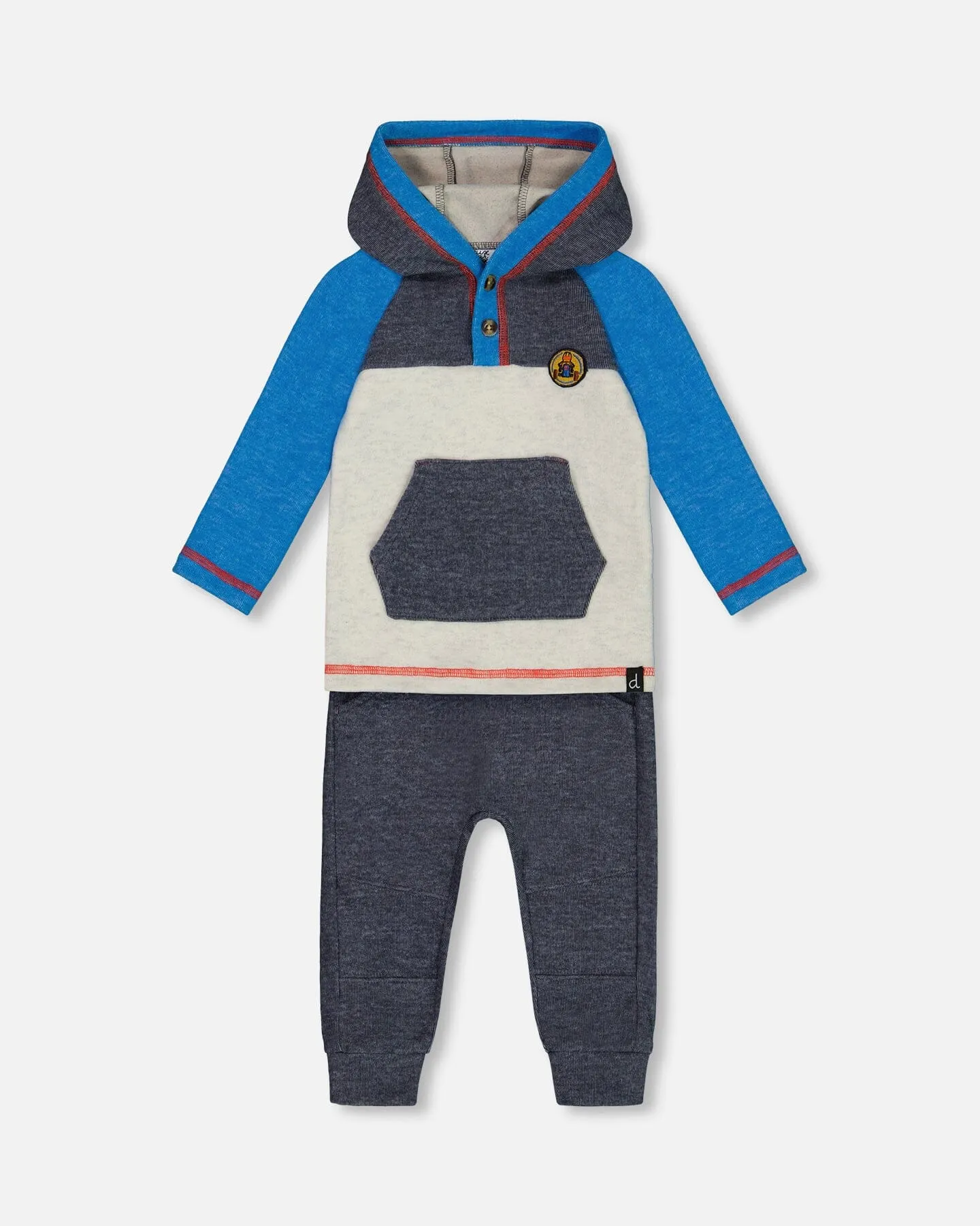 Super Soft Hooded Top And Brushed Jersey Pant Set Navy