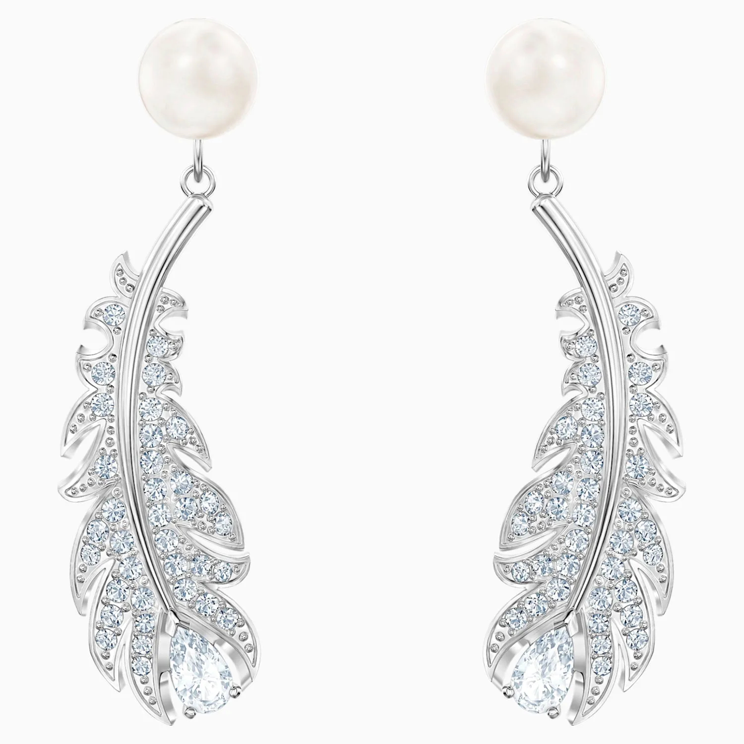 Swarovski Jewelry NICE PIERCED EARRINGS, White, Rhodium -5496052