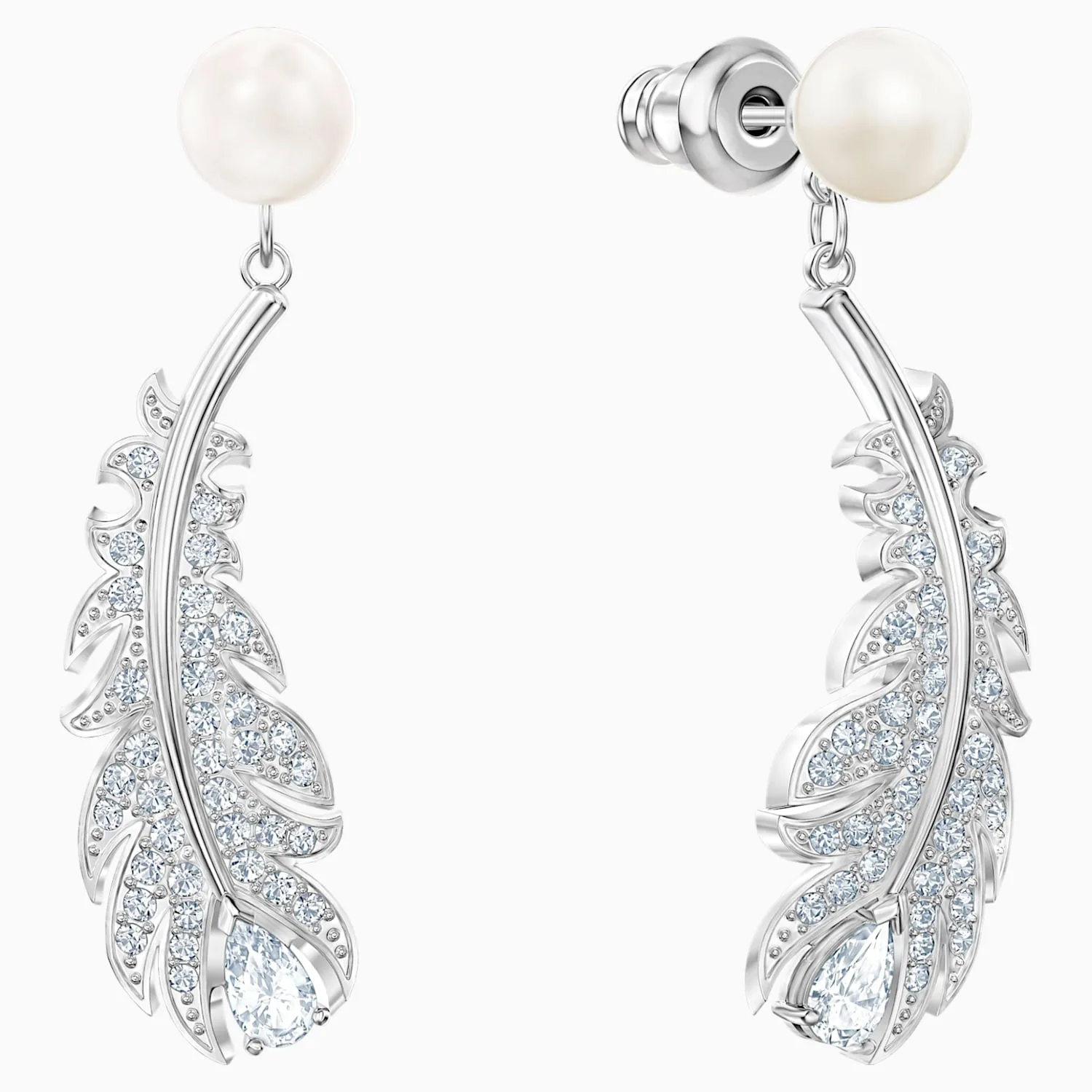 Swarovski Jewelry NICE PIERCED EARRINGS, White, Rhodium -5496052