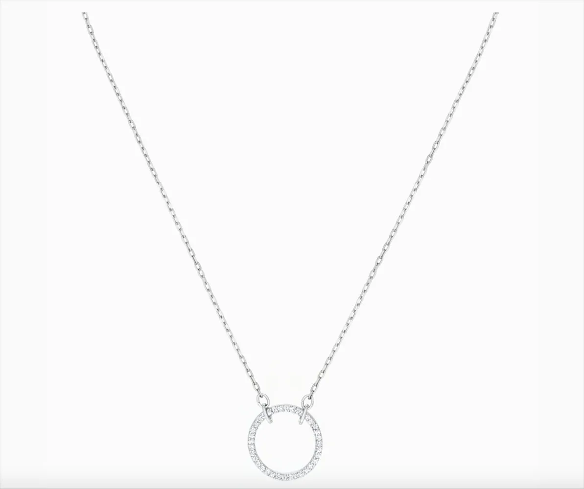 Swarovski Jewelry ONLY Circle NECKLACE, White, Rhodium - 5465802