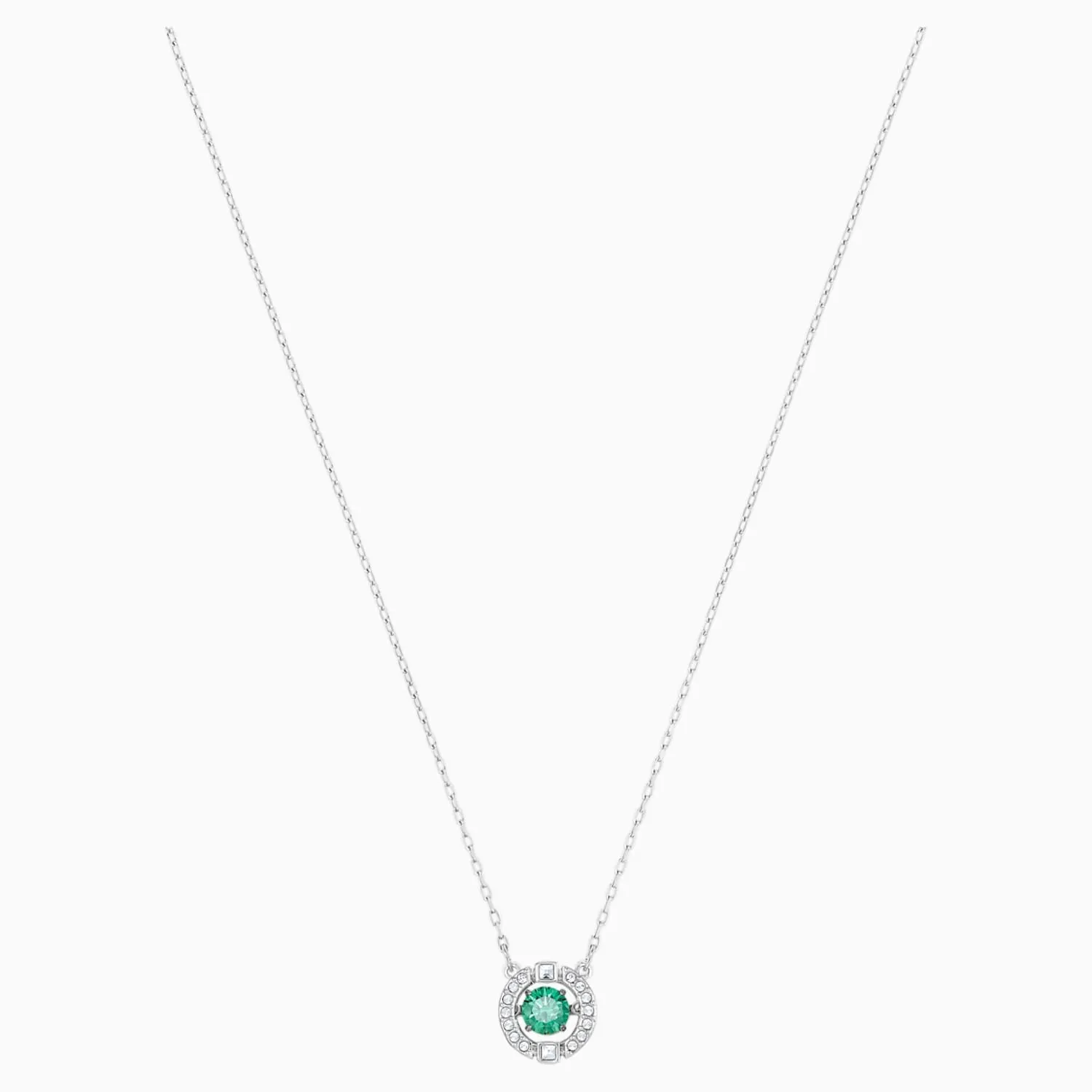 Swarovski Jewelry SPARKLING DANCE NECKLACE, Green, Rhodium -5496308