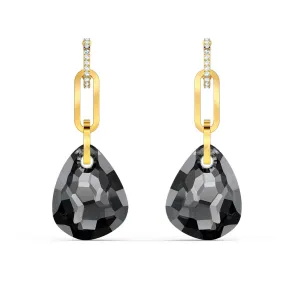 Swarovski T Bar Drop Earrings Medium, Gray, Gold-tone plated -5566148