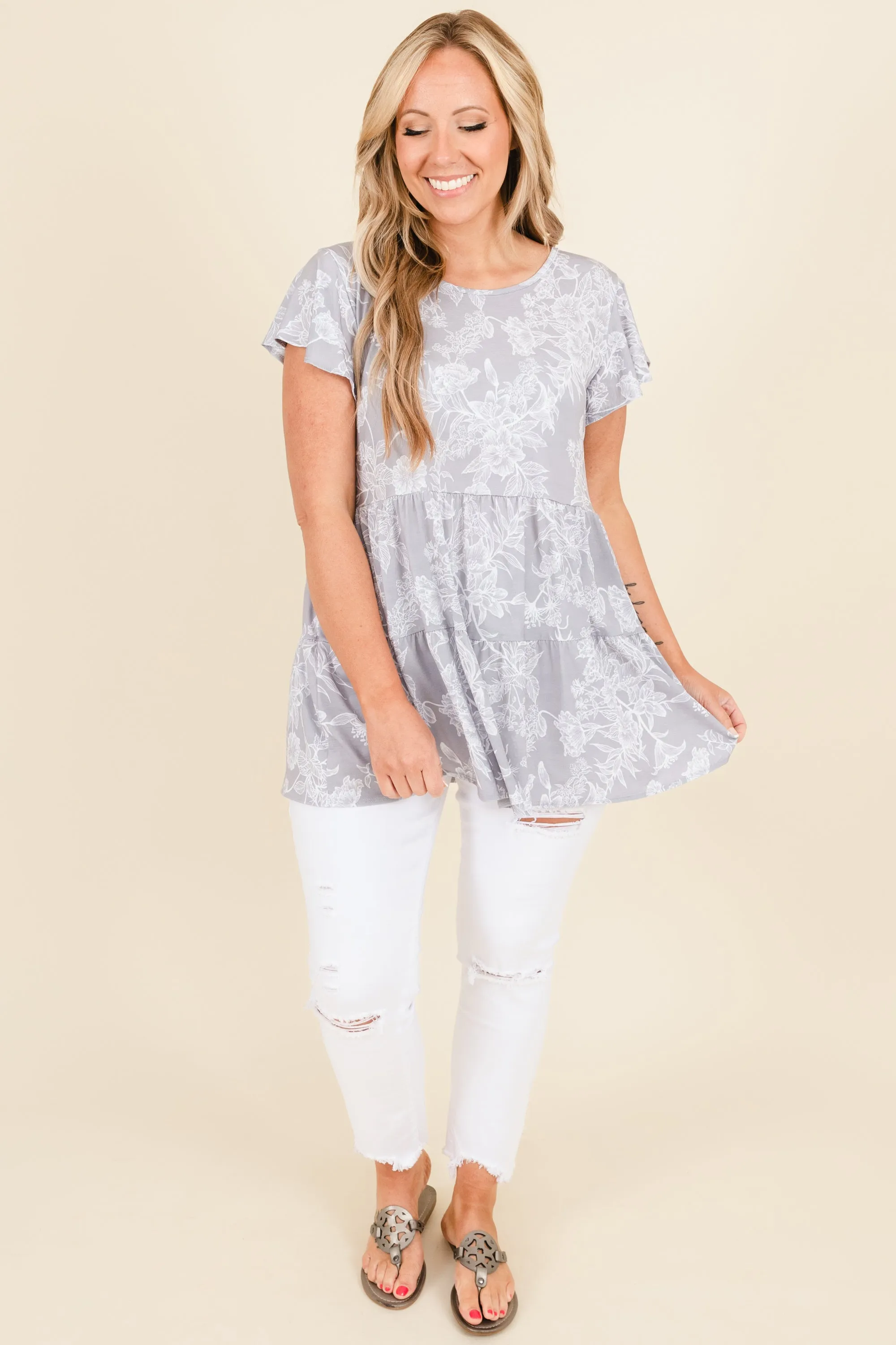 Tea Cup Top, Gray