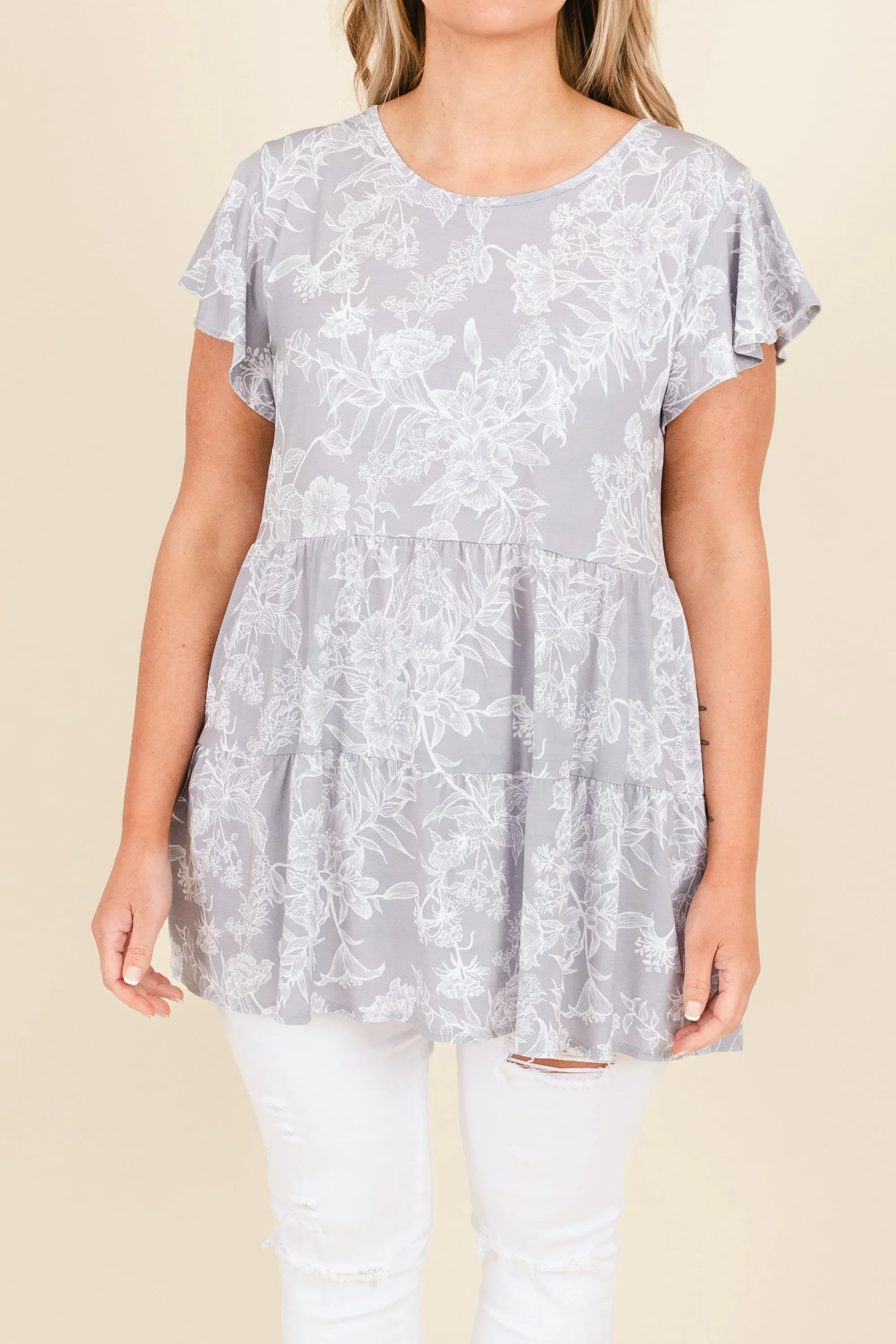 Tea Cup Top, Gray