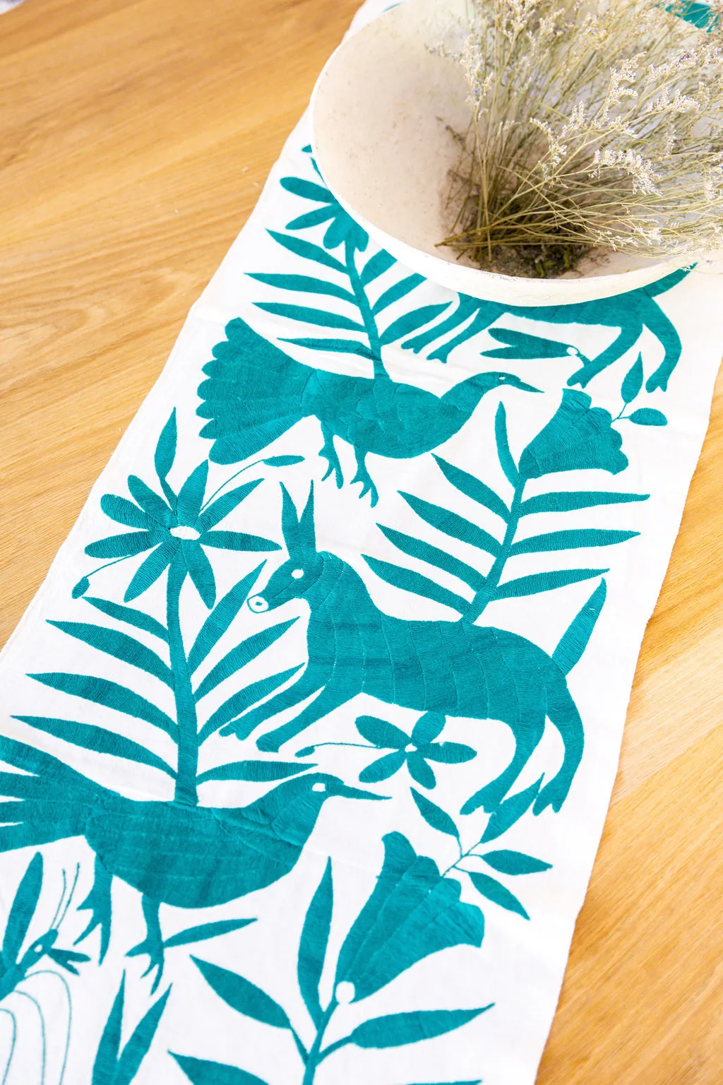 TEAL OTOMI TABLE RUNNER