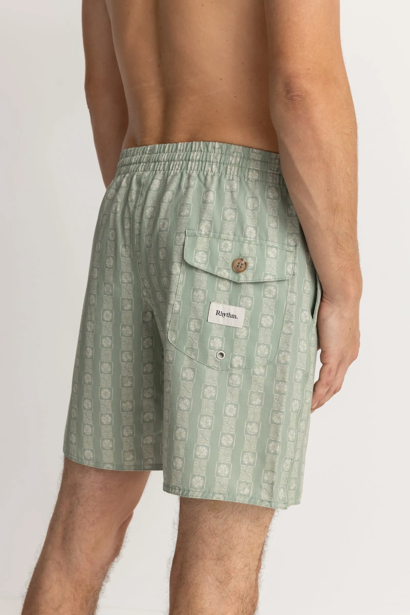 Tile Stripe Beach Short Sage