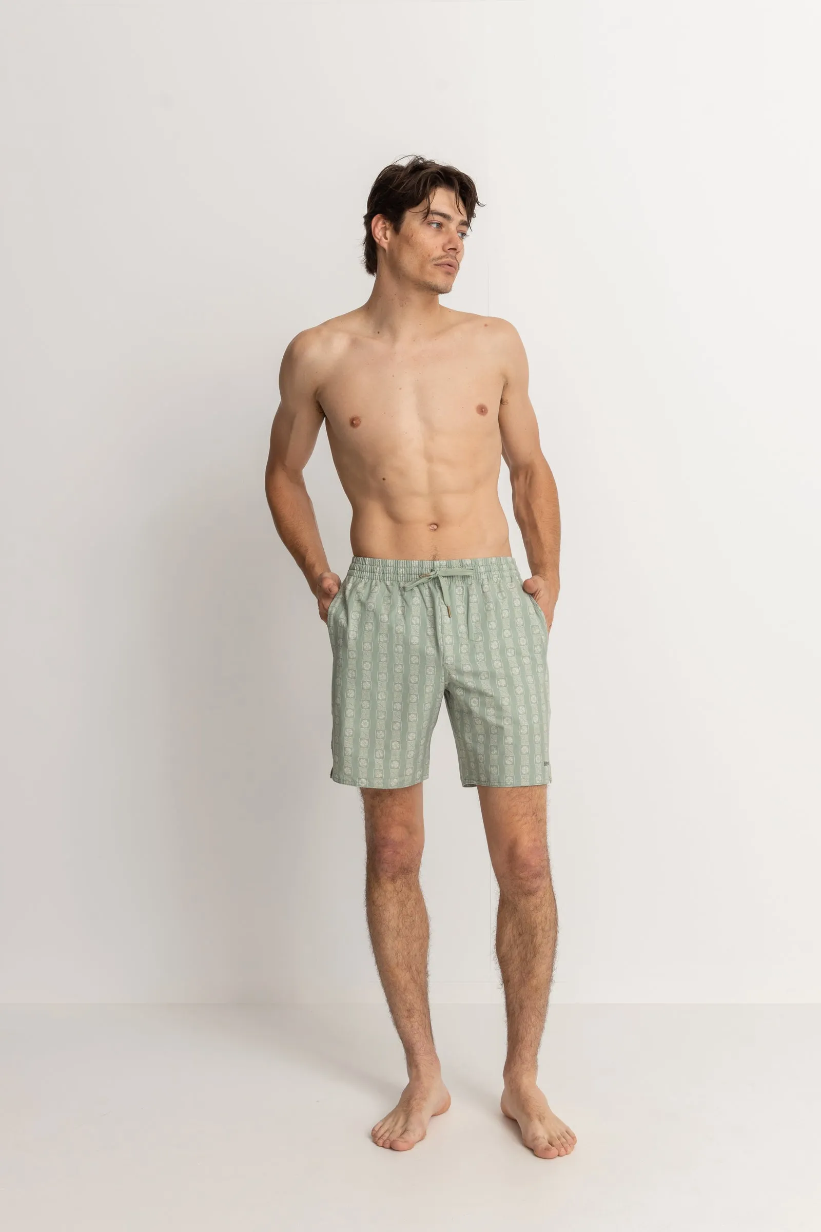 Tile Stripe Beach Short Sage