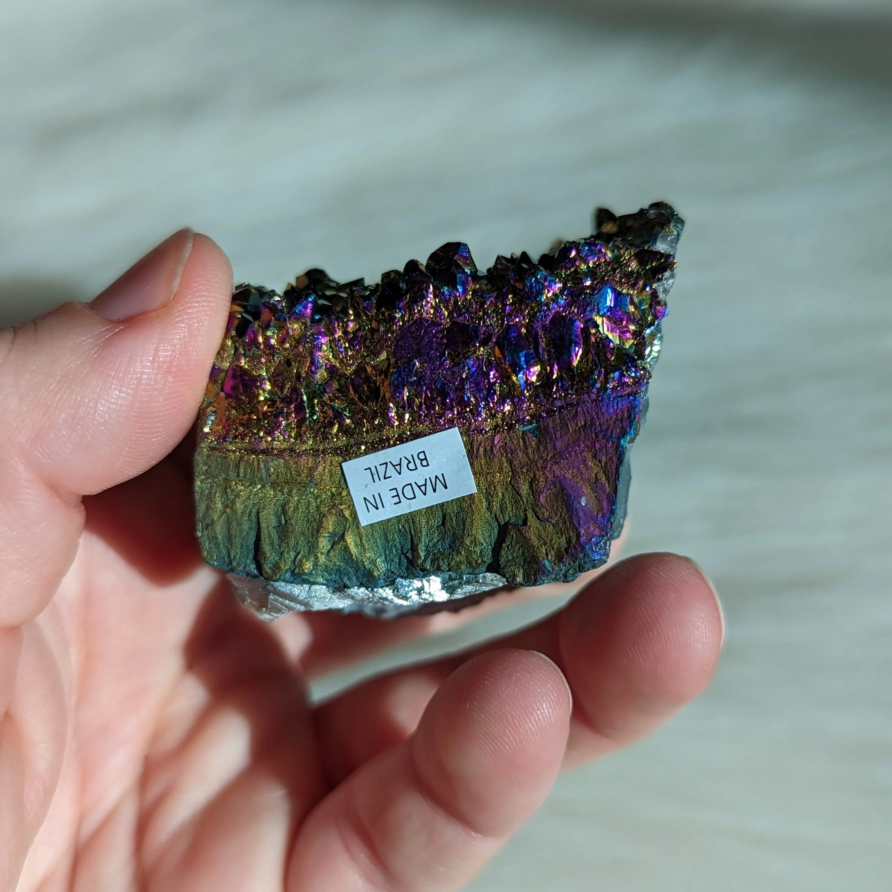 Titanium Rainbow Aura Amethyst Cluster #10~ Vibrant and Energetic