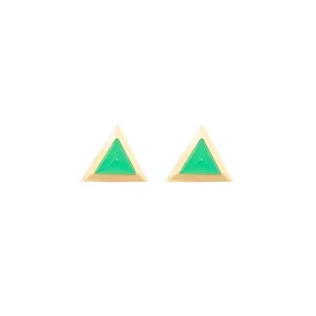 Triangle sticker studs yellow gold with chrysoprase