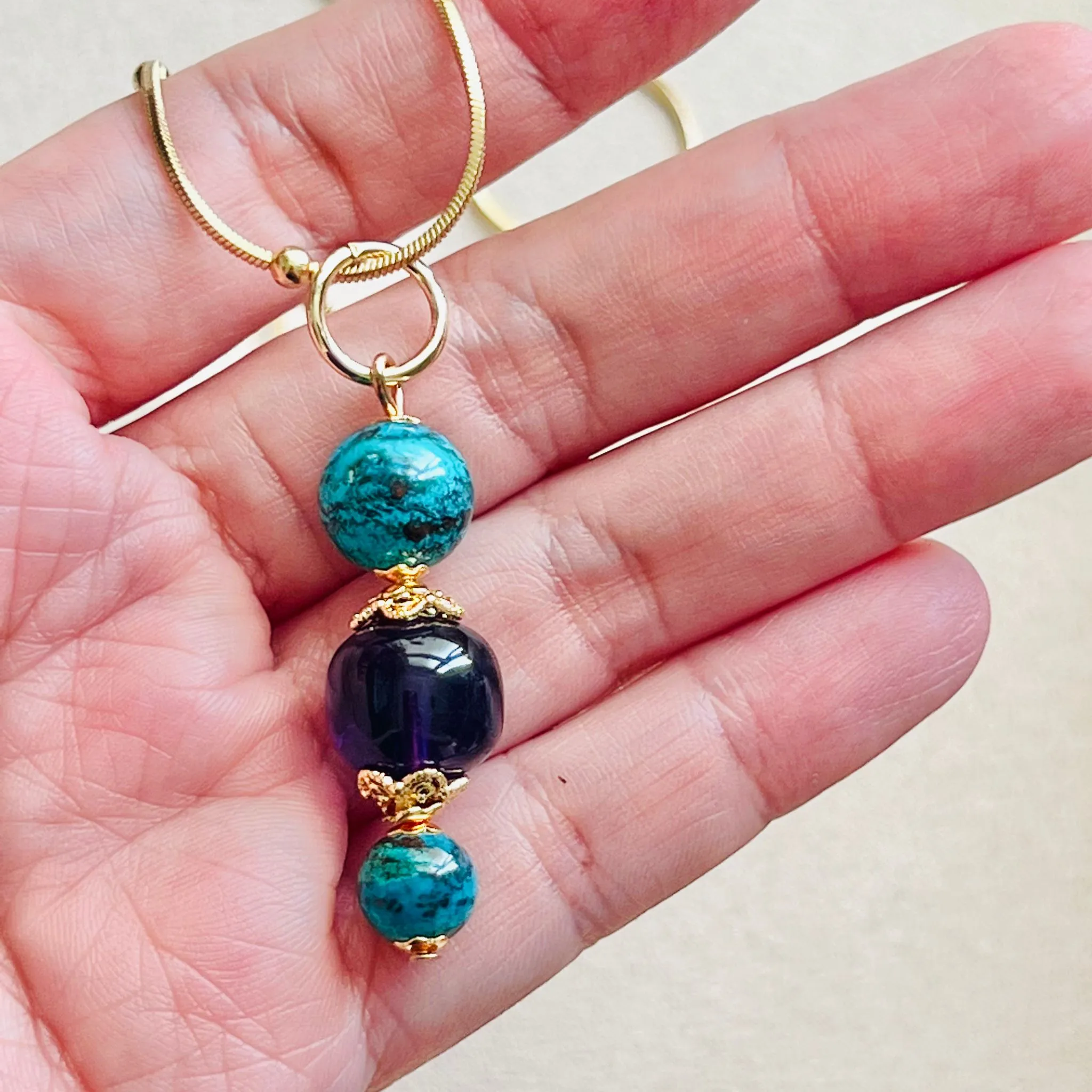 Turquoise & Amethyst Pendant