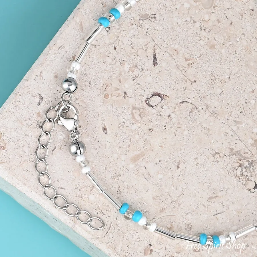 Turquoise & Starfish Charm Beaded Anklet