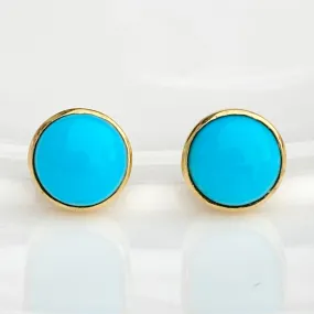 TURQUOISE STUD EARRINGS BEZEL SET IN 18K GOLD