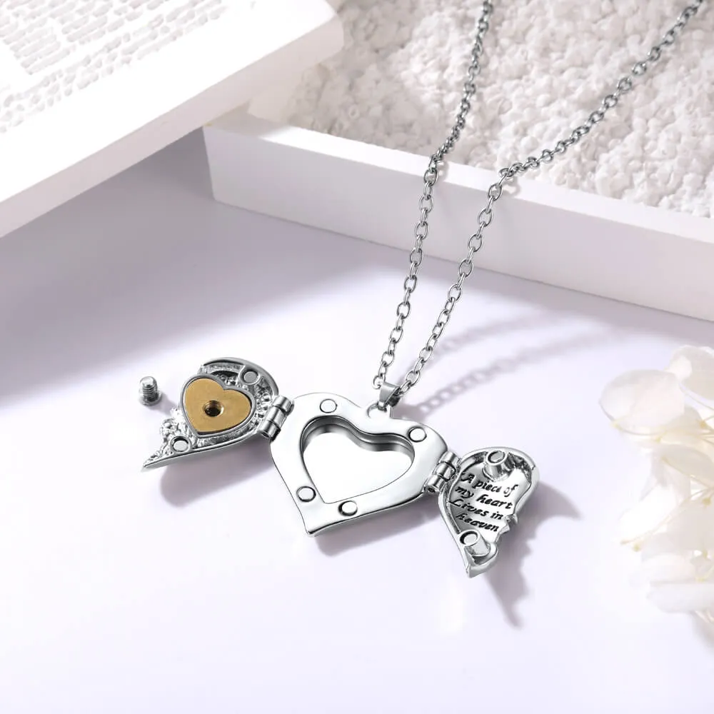 U7 Jewelry Cremation Jewelry for Ashes Engraved Heart Urn Necklace Memorial Pendant