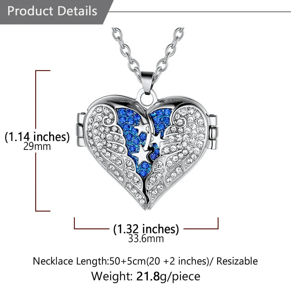 U7 Jewelry Cremation Jewelry for Ashes Engraved Heart Urn Necklace Memorial Pendant