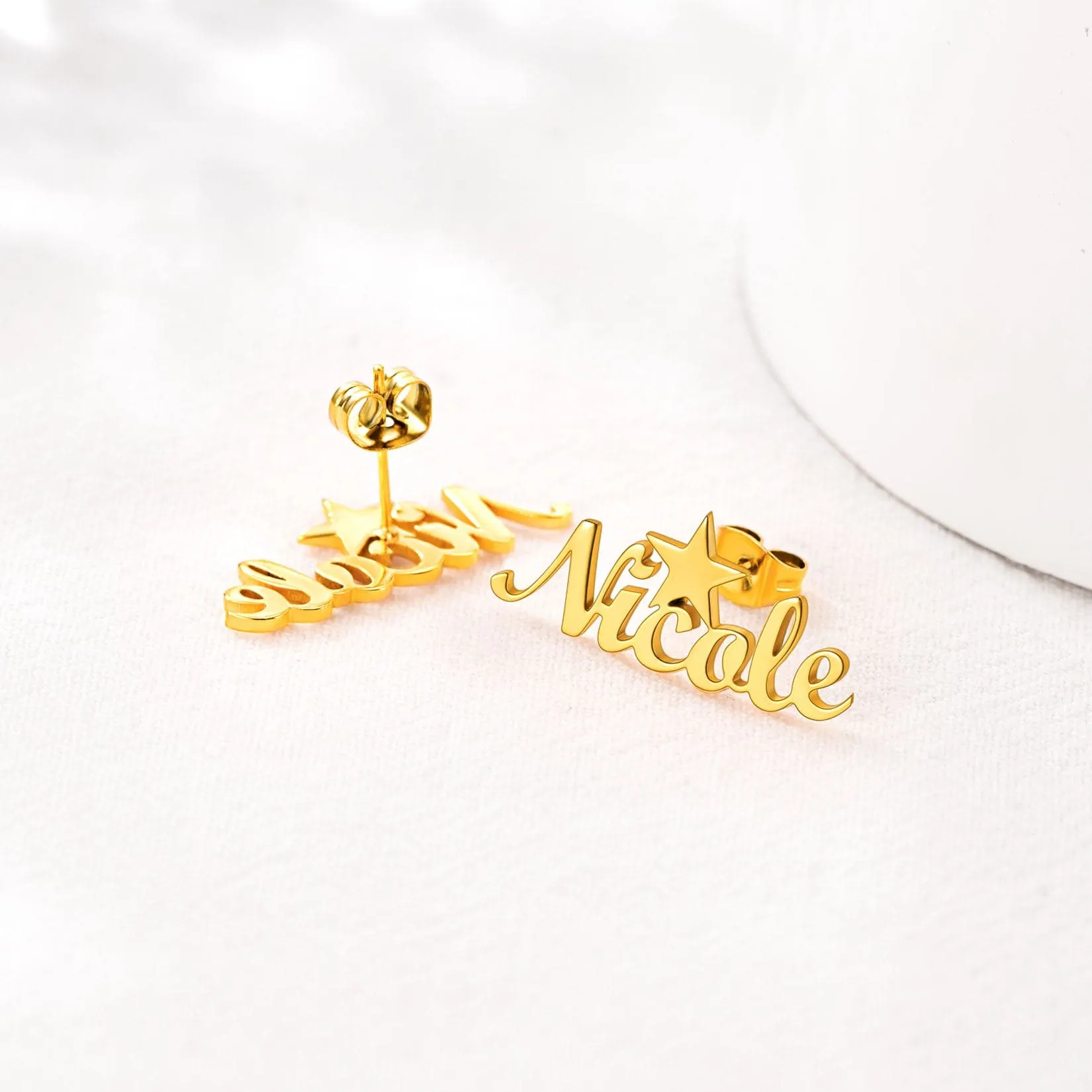 U7 Jewelry Custom Name Stud Earrings with Stars