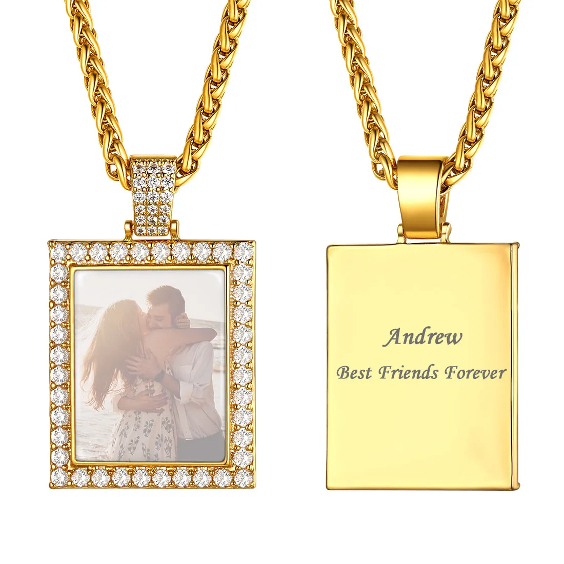 U7 Jewelry Custom Photo Necklace Men Women Personalized Jewelry Customized Photo Pendant