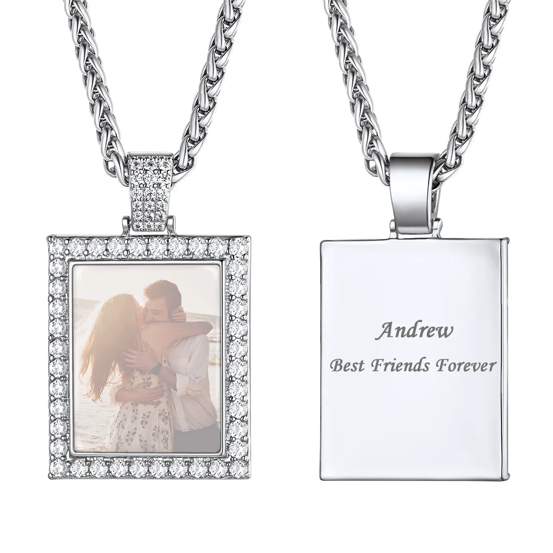 U7 Jewelry Custom Photo Necklace Men Women Personalized Jewelry Customized Photo Pendant