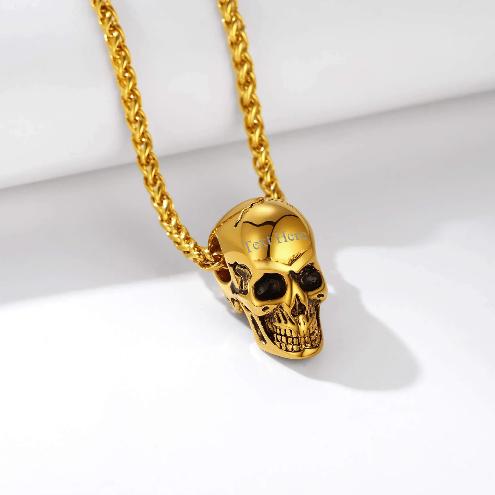 U7 Jewelry Skull Urn Necklace for Human Pet Ashes with Filling Kit Stainless Steel Cremation Jewelry