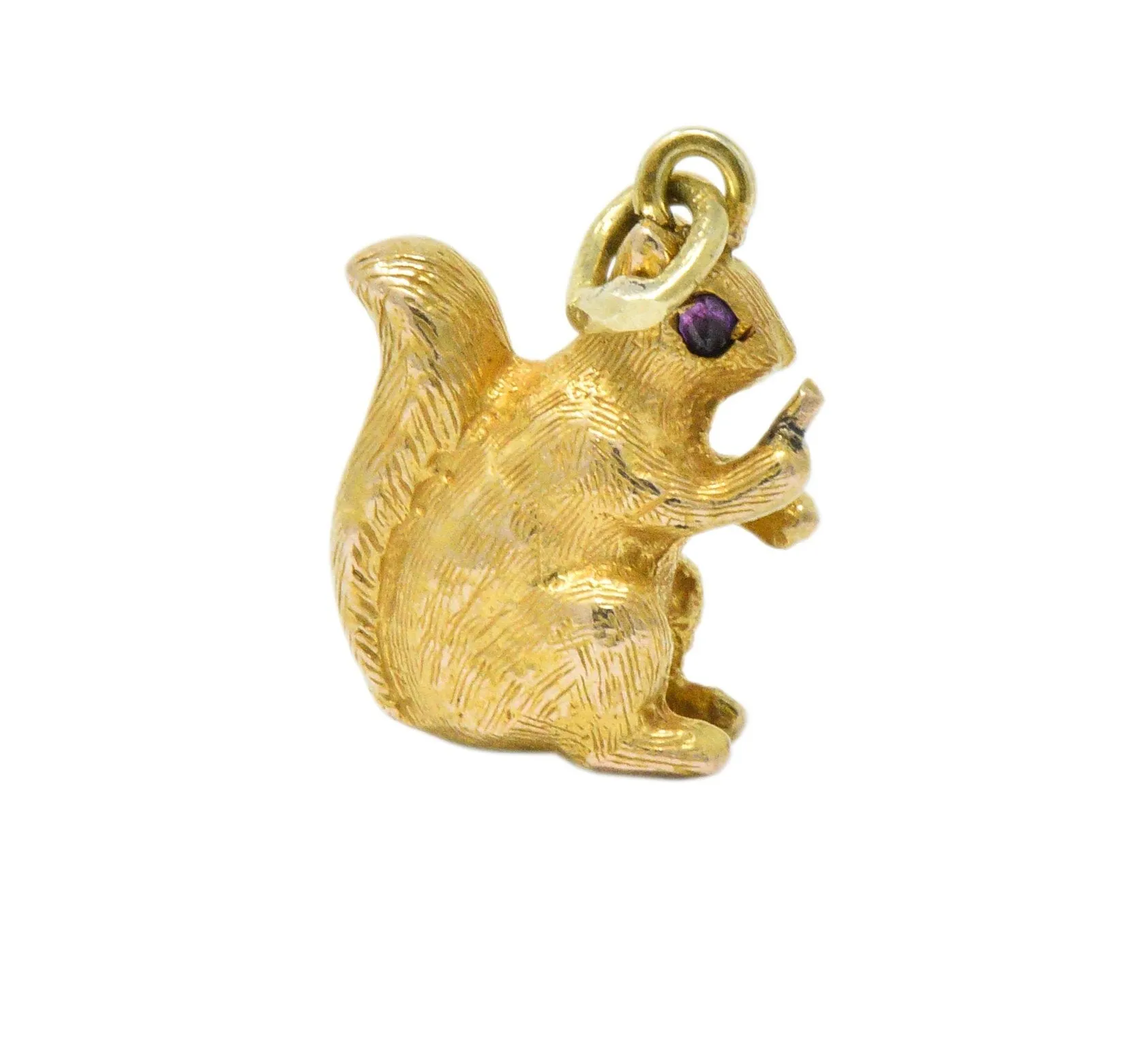 Victorian 18 Karat Gold  Ruby Squirrel Charm