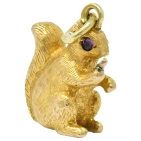 Victorian 18 Karat Gold  Ruby Squirrel Charm