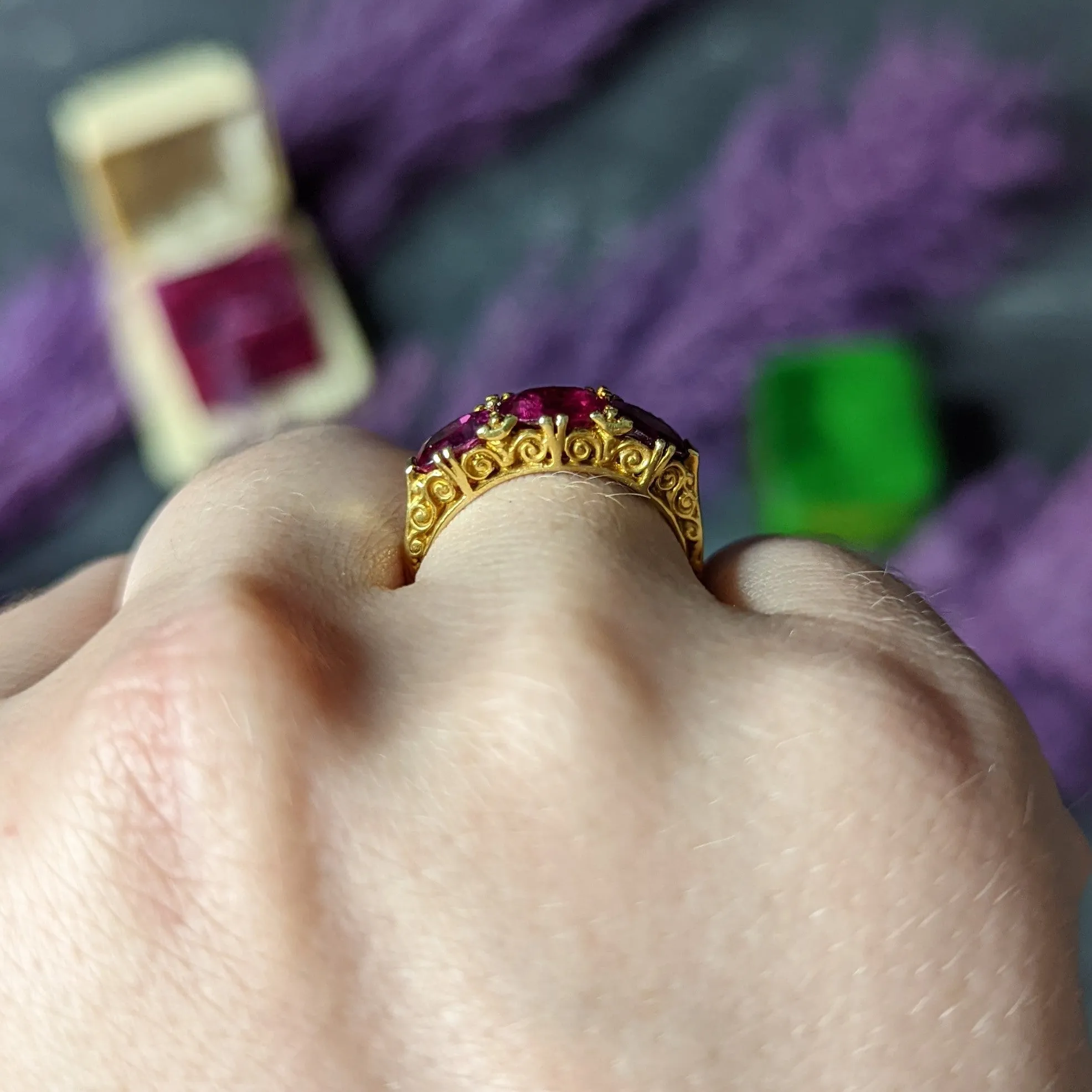 Victorian 2.50 CTW Ruby 18 Karat Yellow Gold Filigree Ring