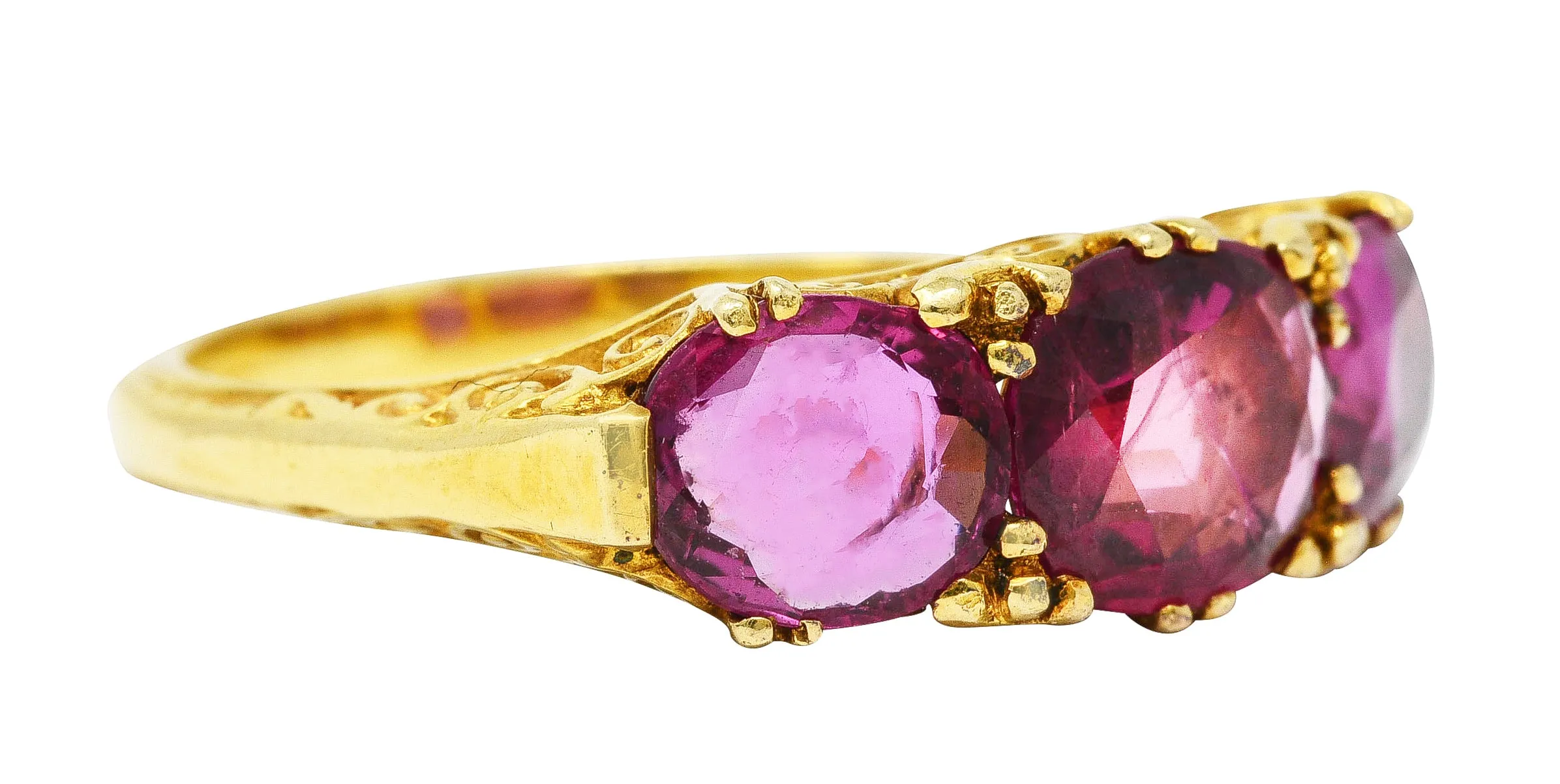 Victorian 2.50 CTW Ruby 18 Karat Yellow Gold Filigree Ring