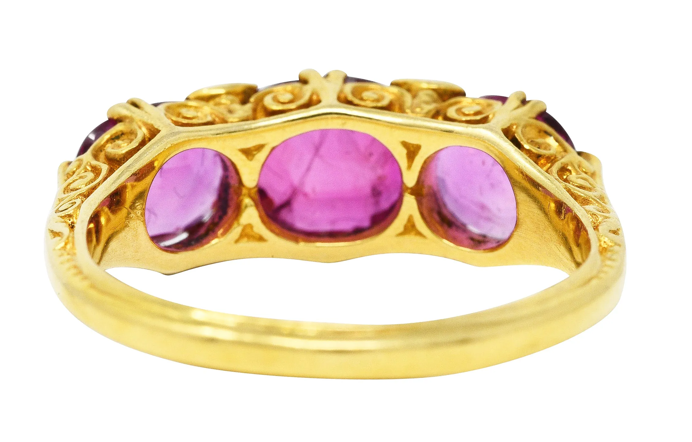 Victorian 2.50 CTW Ruby 18 Karat Yellow Gold Filigree Ring