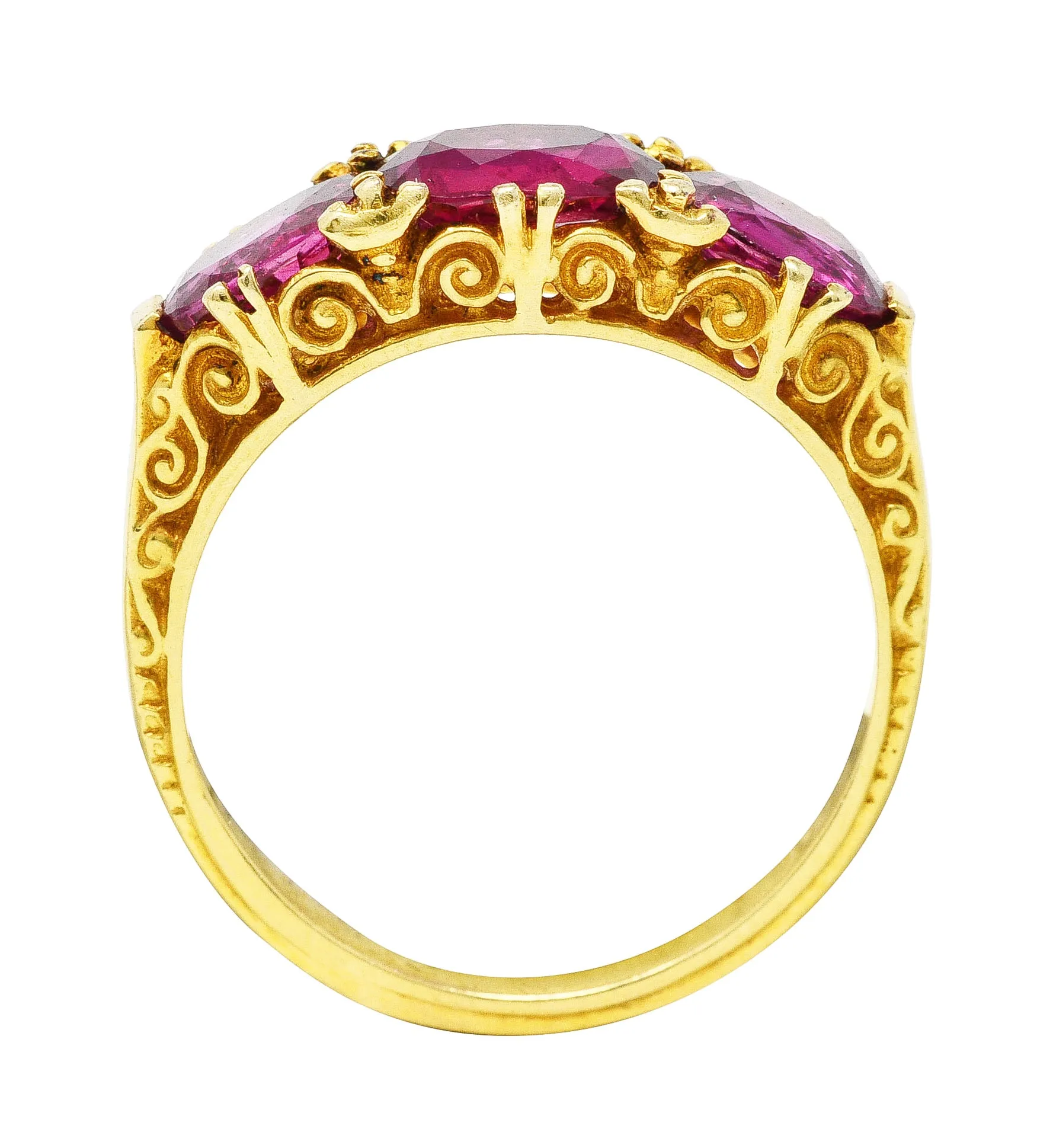 Victorian 2.50 CTW Ruby 18 Karat Yellow Gold Filigree Ring