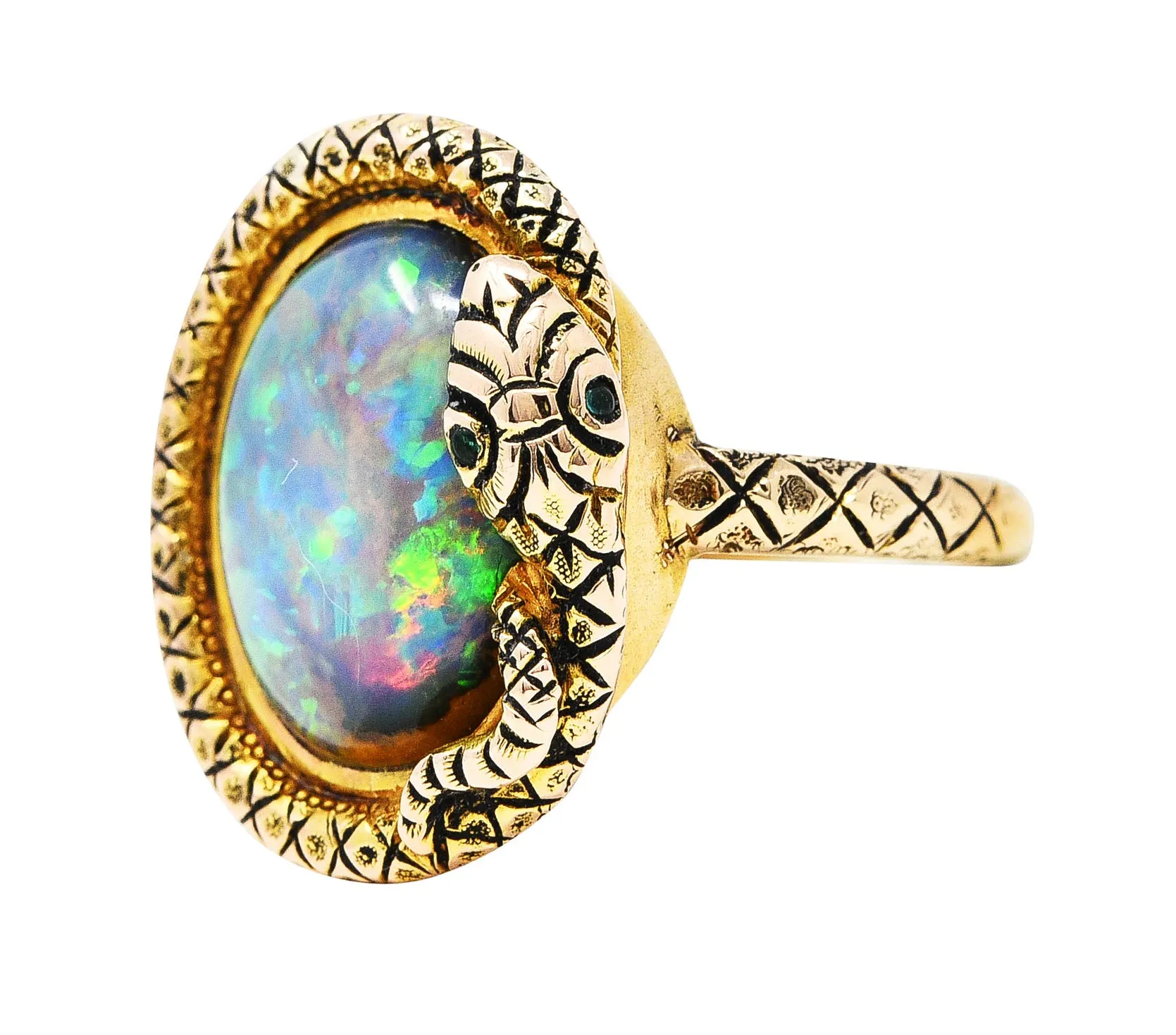 Victorian Opal 14 Karat Gold Snake Ring