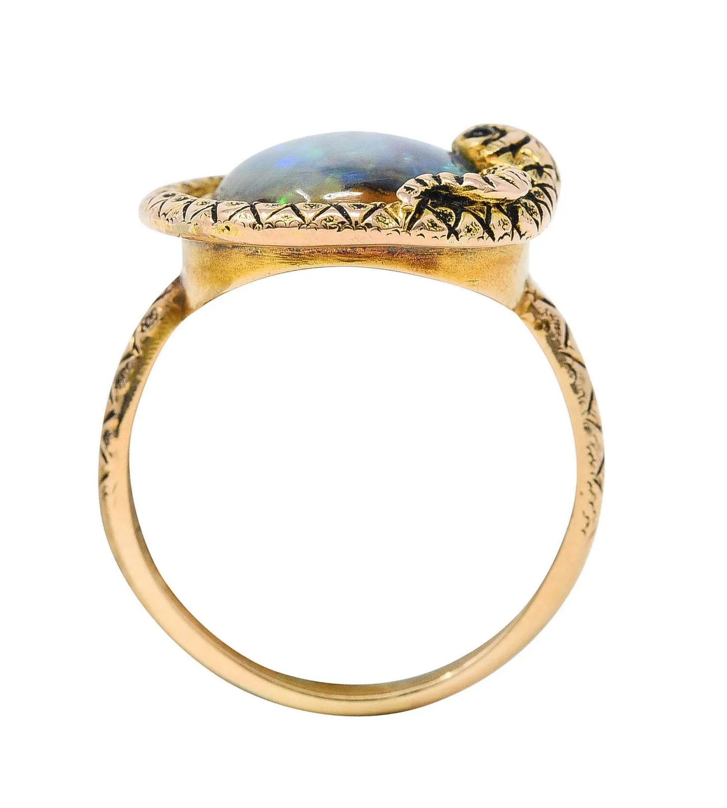 Victorian Opal 14 Karat Gold Snake Ring