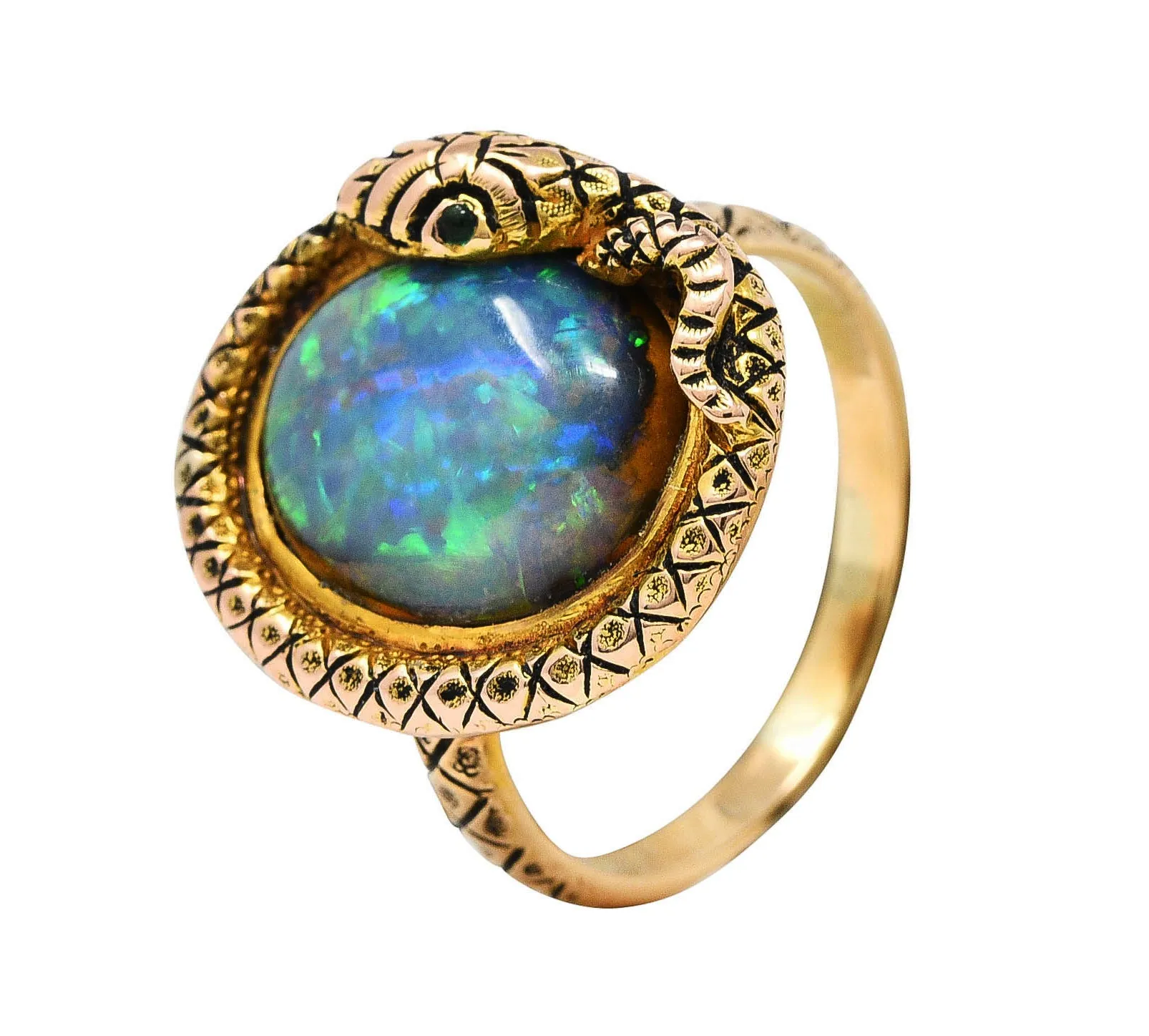 Victorian Opal 14 Karat Gold Snake Ring