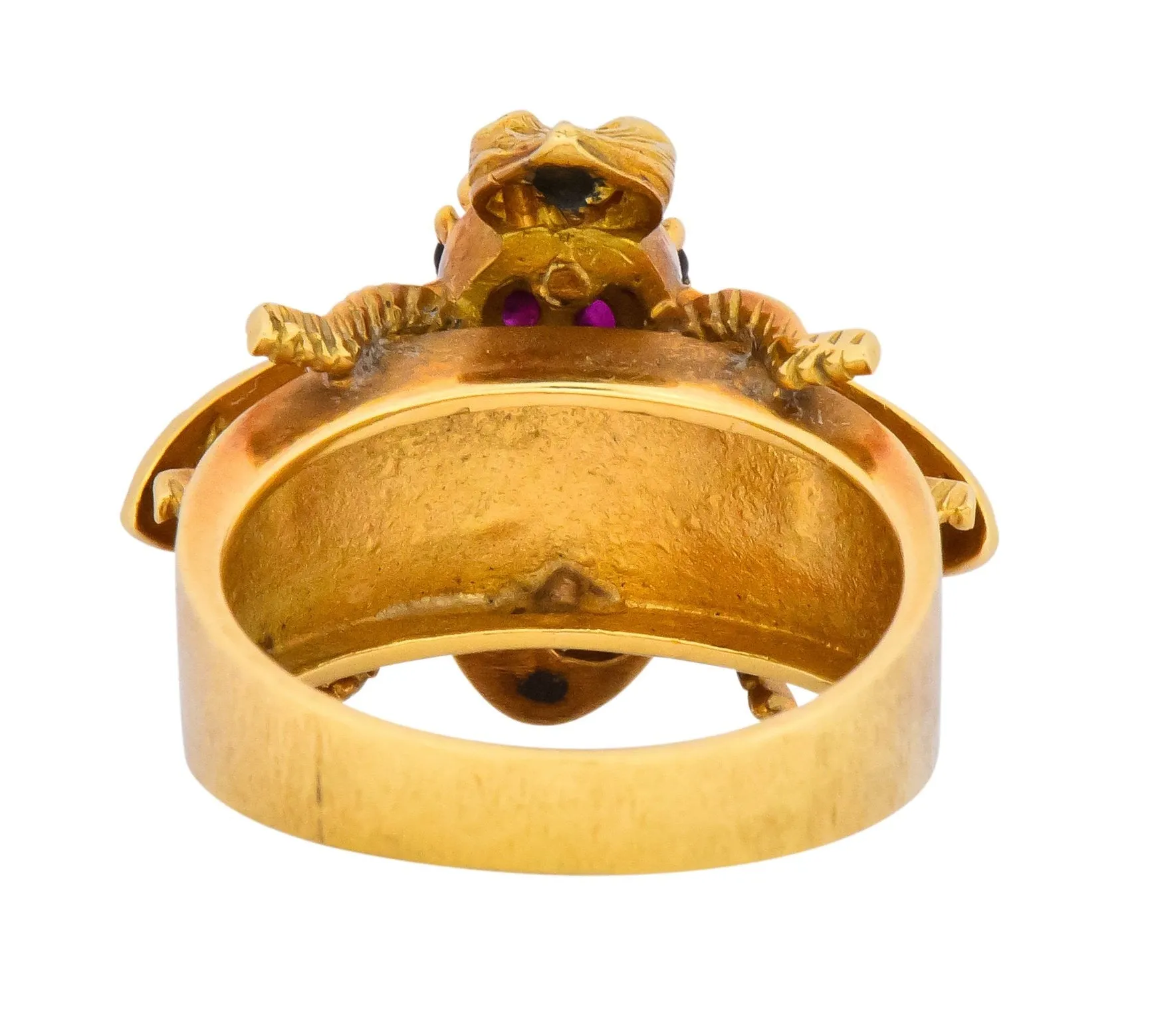 Vintage Herbert Rosenthal 0.95 CTW Diamond Ruby 18 Karat Gold Bee Ring